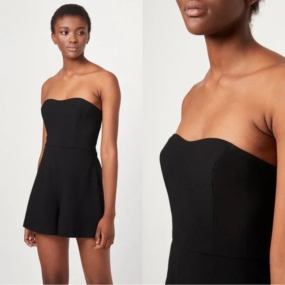 French Connection Whisper Sweetheart Romper Black NWT - Picture 5 of 11
